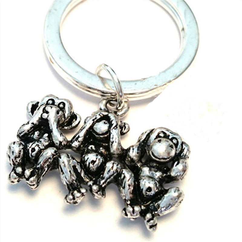 Three Monkeys Keychain